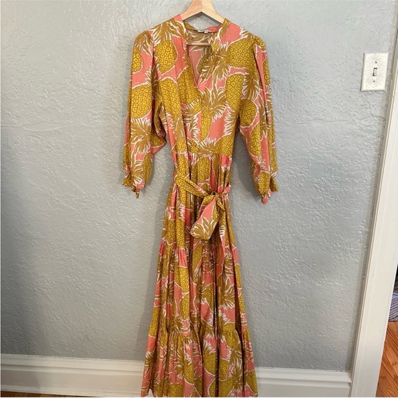 Boden Ava Tiered Maxi Dress Pineapple - Picture 3 of 10
